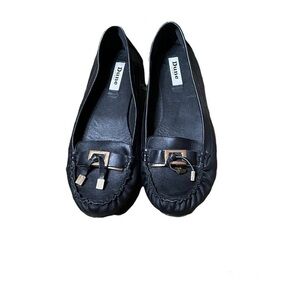 Dune Black Leather Loafers Size 10